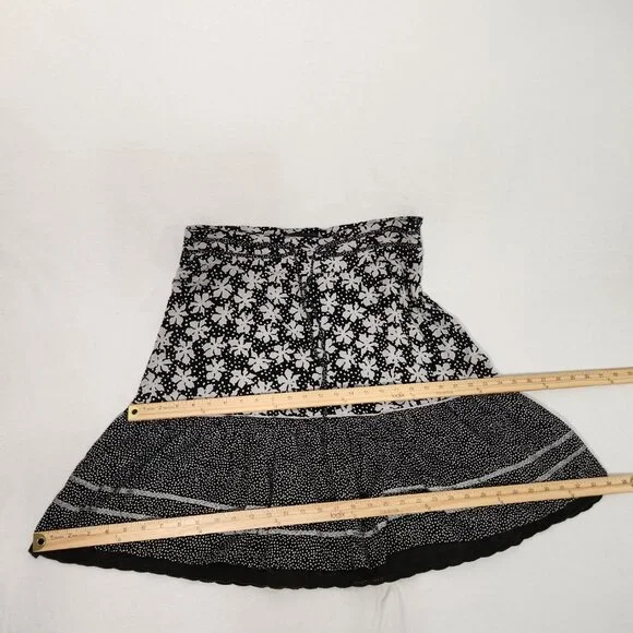 Vintage SOYA Cottagecore Flounce Black/Gray 2-Printed Skirt Size 40/8 Exc. Cond. - Picture 14 of 16